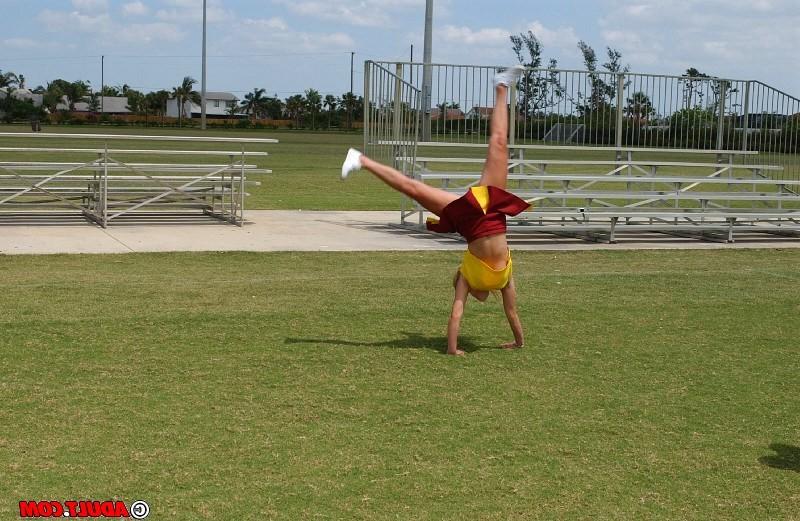 16P Horny cheerleader blowing cock and getting facialized
