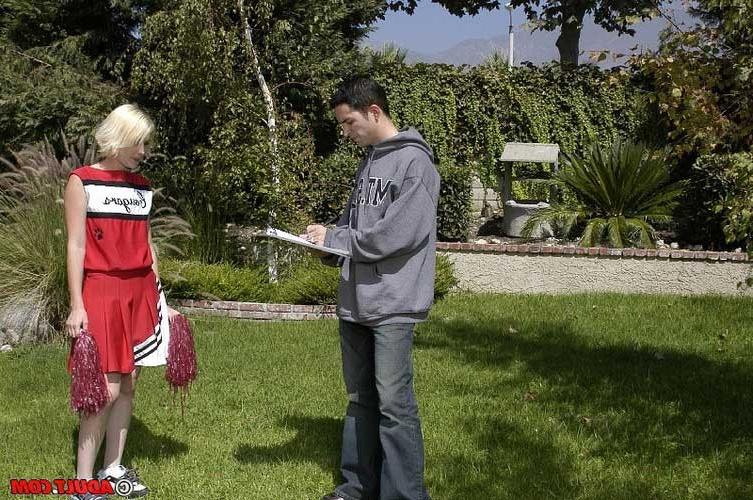 17P Tiny titted blonde cheerleader gets slammed by her coach