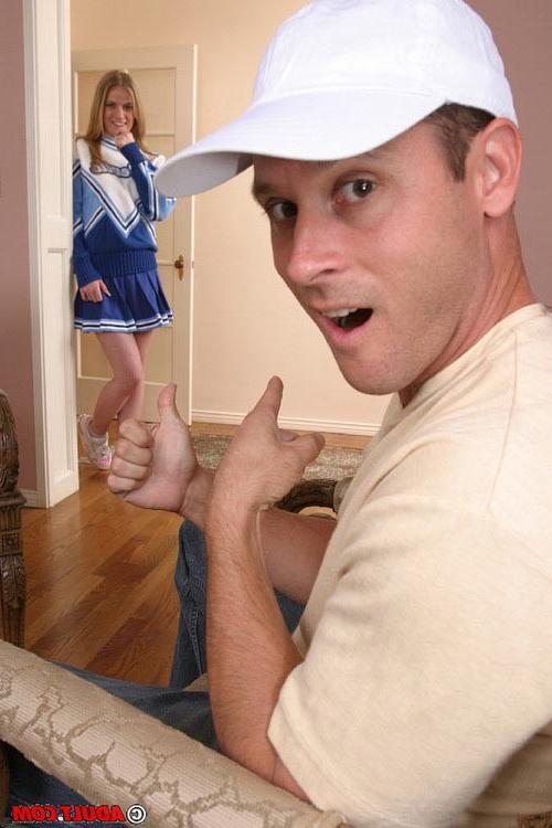 17P Cute busty cheerleader takes on two massive cocks