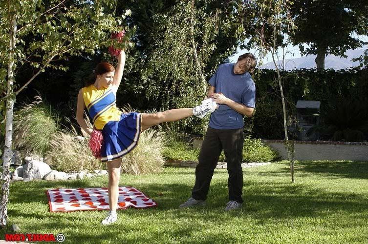 17P Redhead cheerleader fucks well to join the squad