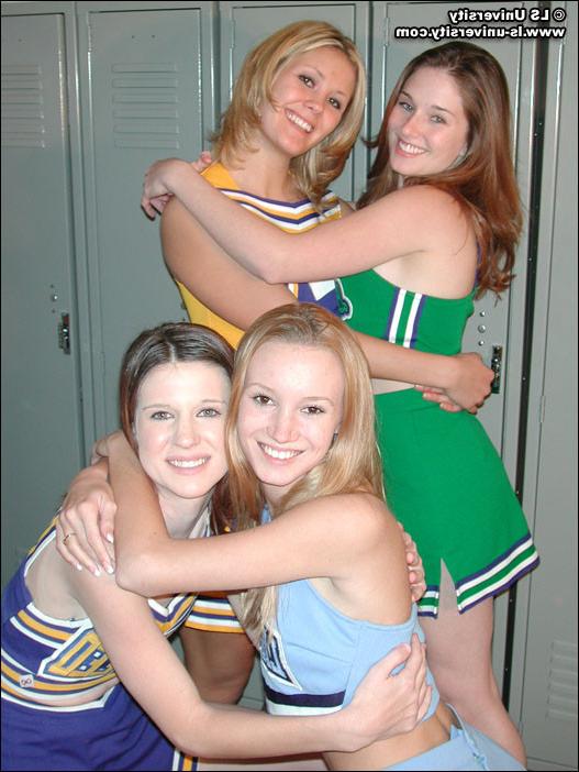 15P Four cheerleaders get naked