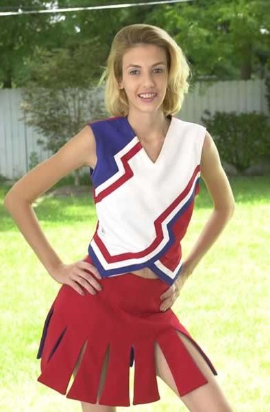 15P Cute cheerleader stripping outside