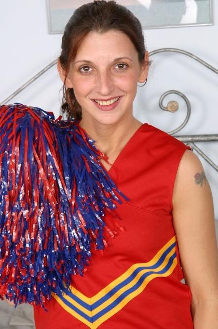 16P Tasty brunette cheerleader
