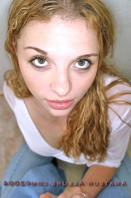 15P Curly haired babe grabs cock and sucks it with emotion