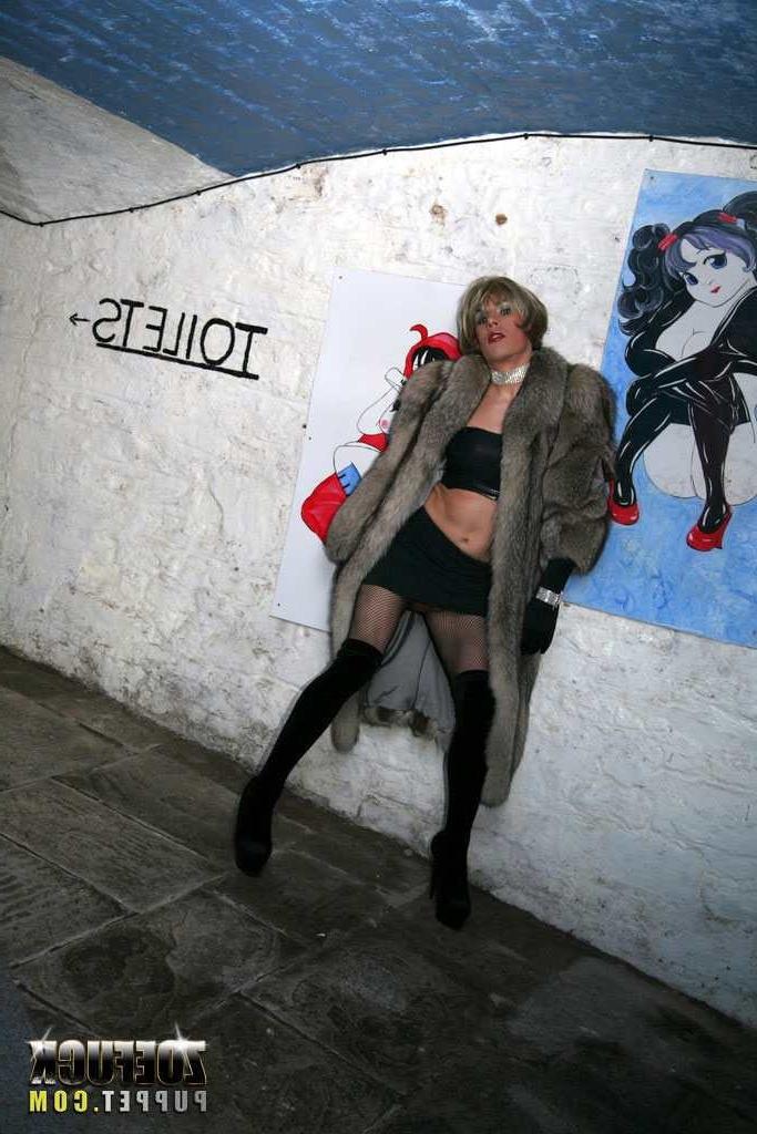 16P Tranny stroking her cock in a public bathroom
