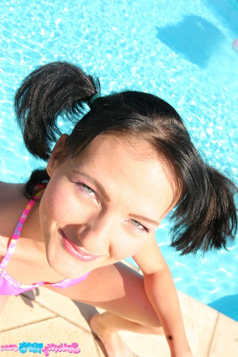 15P Petite teen gets her face covered with some thick spunk