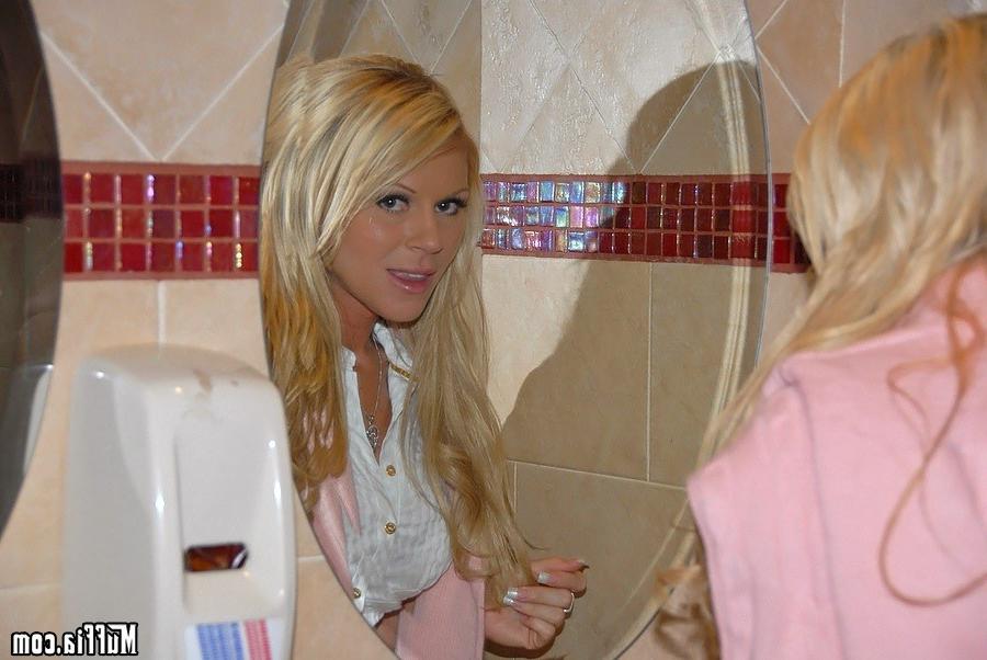 16P Blonde babe gets fucked right in the bathroom
