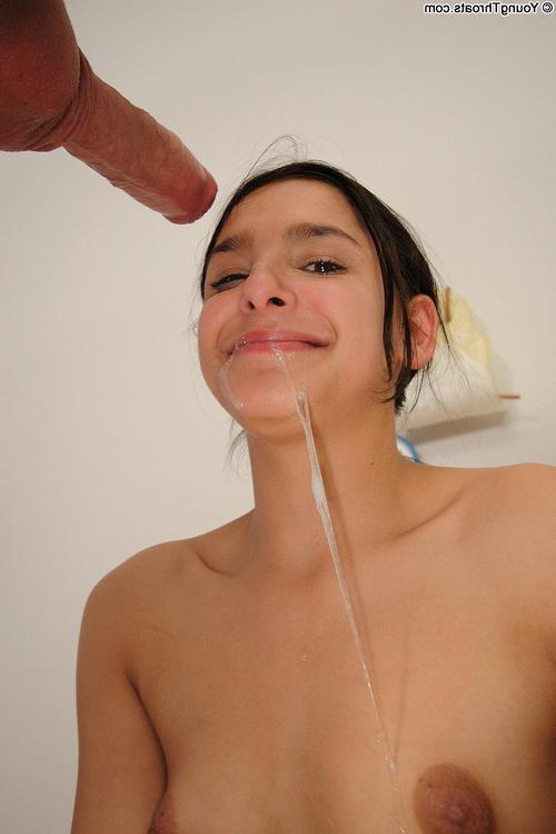 17P Brunette teenie taking a hard massive cock deep into her throat