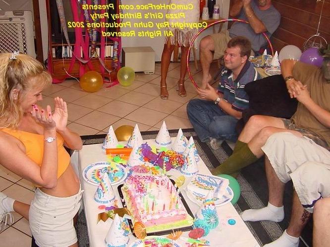 16P Birthday gangbang and messy facial