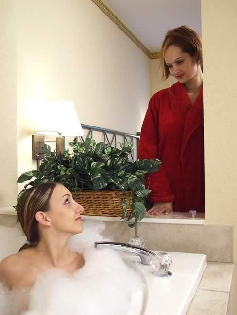 15P Two cute teens bathing together