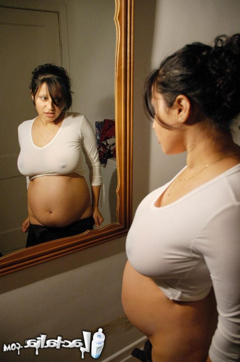 15P Talia  months pregnant posing in the mirror