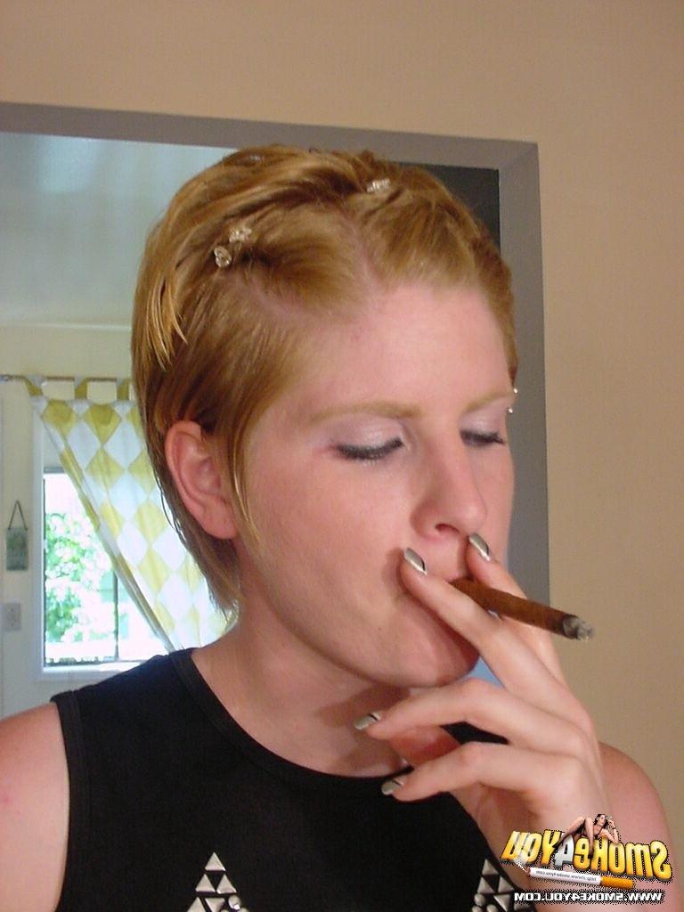 16P Punk Jasmin gets smokes and plays with her nipples