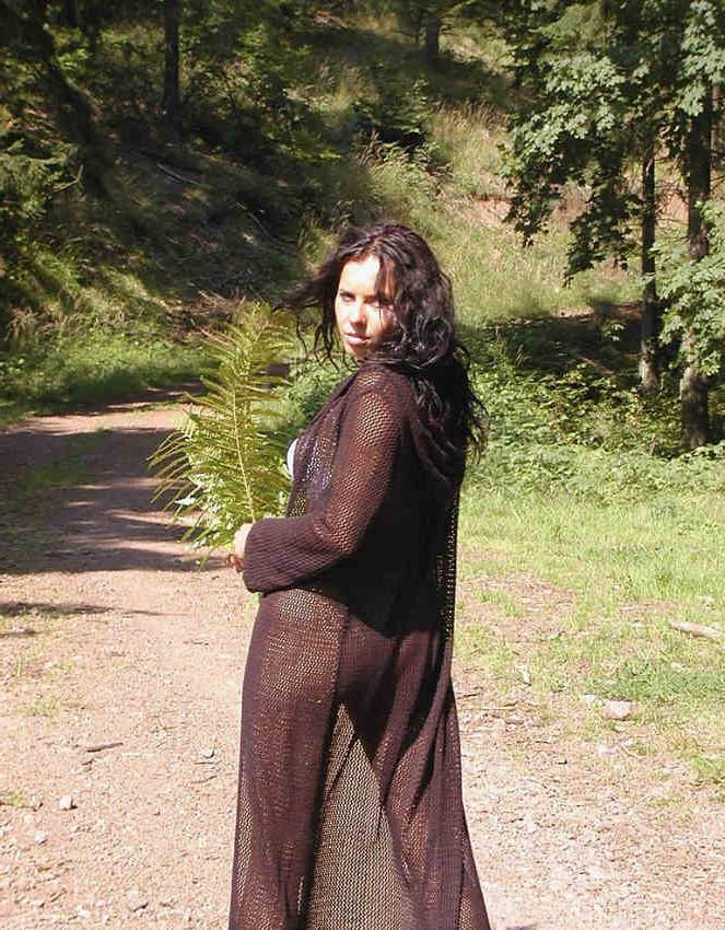 20P Awesome curly gal stripping outdoor