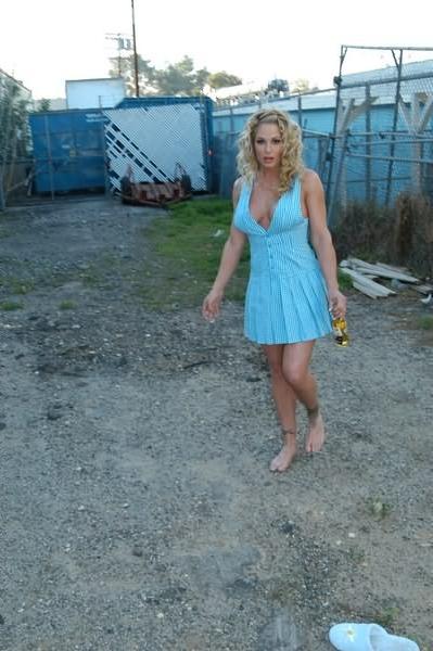 15P Beauty curly blonde drink and smoke outside