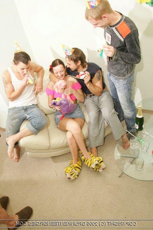 15P Boozed teeny triple-teamed at her birthday party