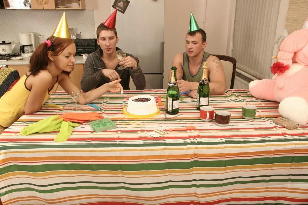 15P Petite birthday girl gets poked and throated hard by boy friends