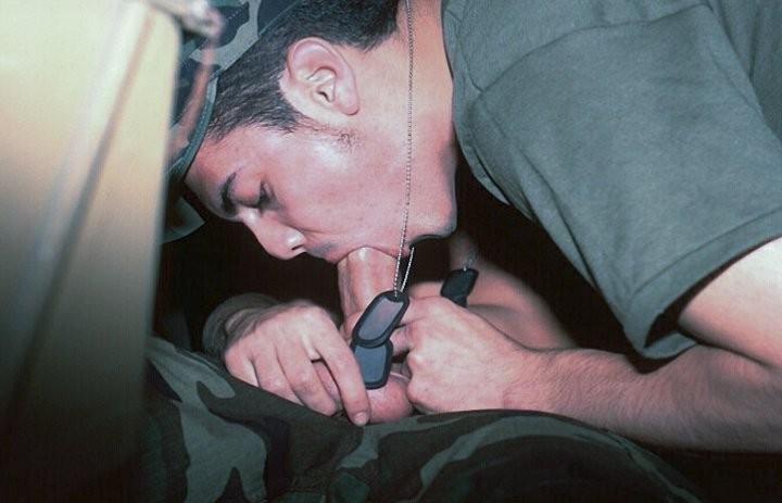 20P Huge crowd of muscle military hunks enjoy interracial oral orgy