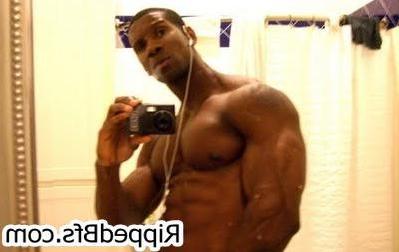 10P Hunk dude with big muscles is in the bathroom cleaning up