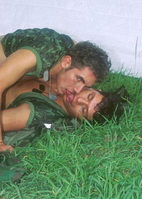 20P Fresh army rookies outdoor sucking and fucking and cumming joy