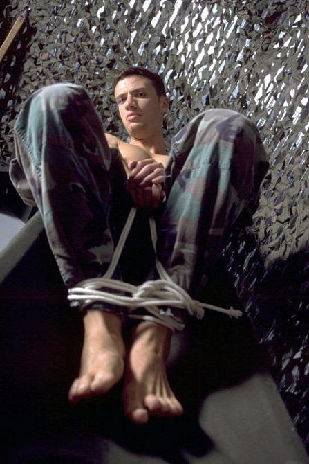 20P Big cock military guy bound with ropes showing off