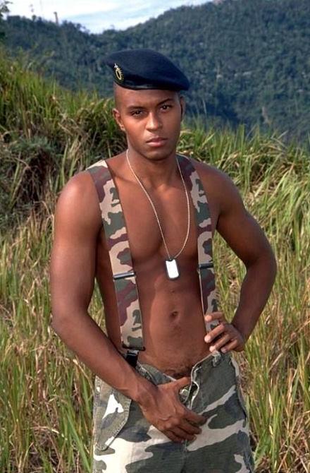 20P Latino military muscle fellow showing his huge cock outdoors