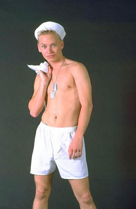 20P A well built mariner enjoys stripping and showing for camera
