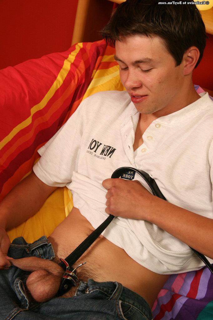 16P Brunette teen guy jerking his juicy stiff dick