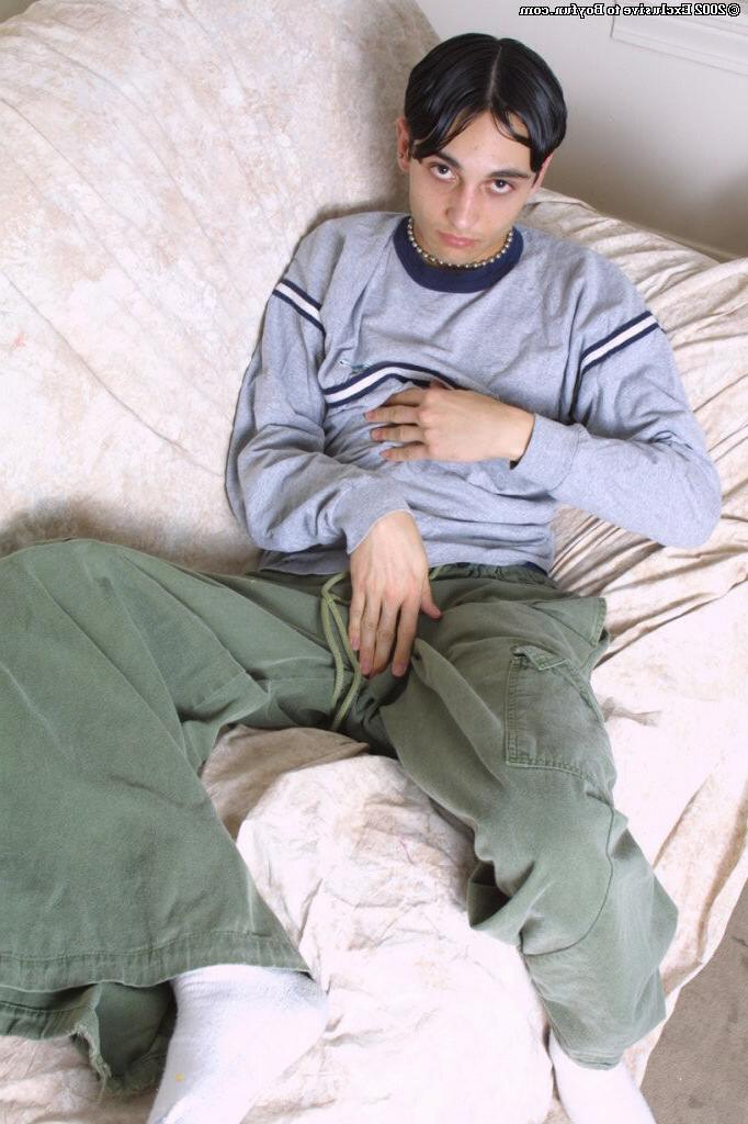 16P Dark haired gay teen strips and wanks his meat