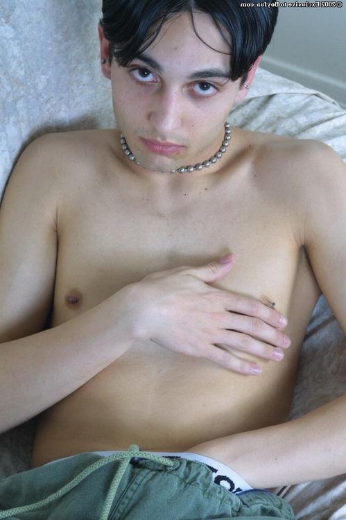 16P Dark haired gay teen strips and wanks his meat
