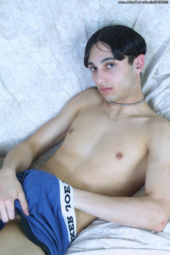 16P Dark haired gay teen strips and wanks his meat