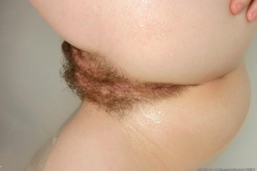 16P Petite hairy cutie bathing nice full brunette bush