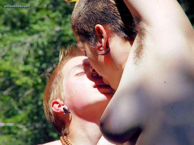 15P Naturally Hairy Lesbians Play Naked at the River