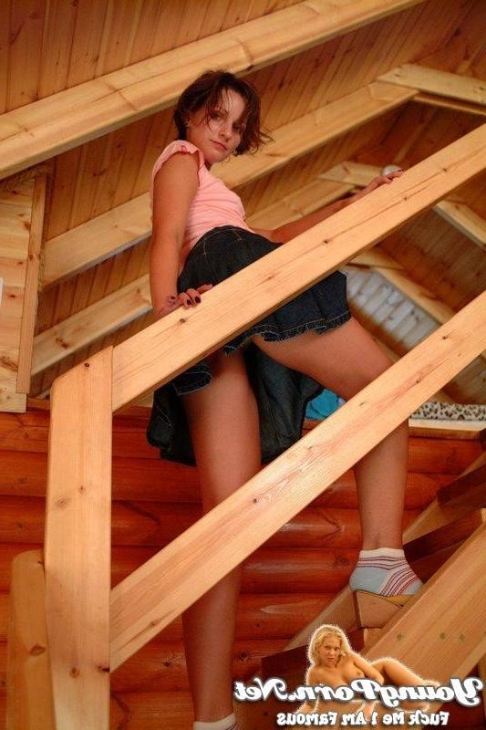 15P Short haired teen posing in the attic