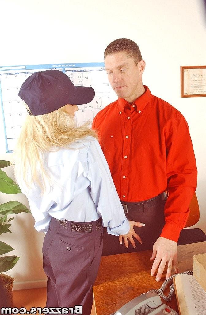 15P Blonde postwoman with sexy tits gets her tight pussy pounded hard