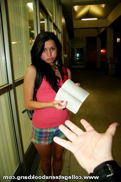 16P Tight body dark haired teen coed slides off her tight shorts for sex