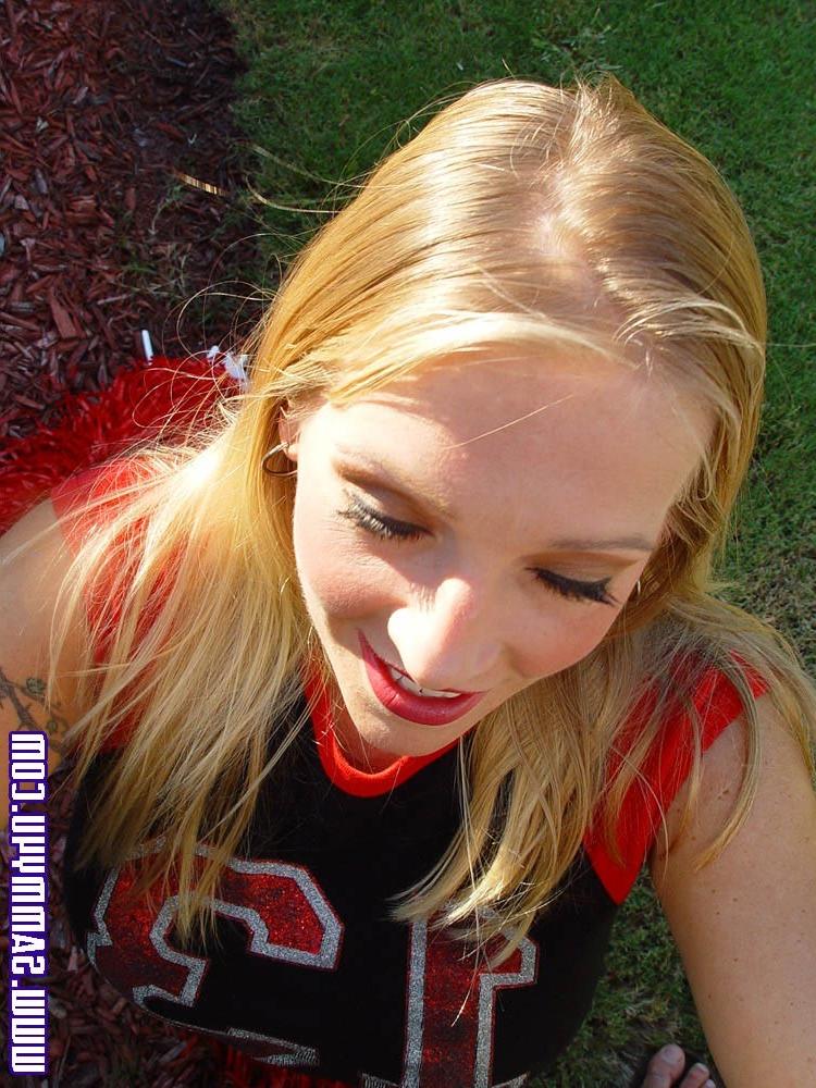 15P Hot wife in cheerleader dressup at home