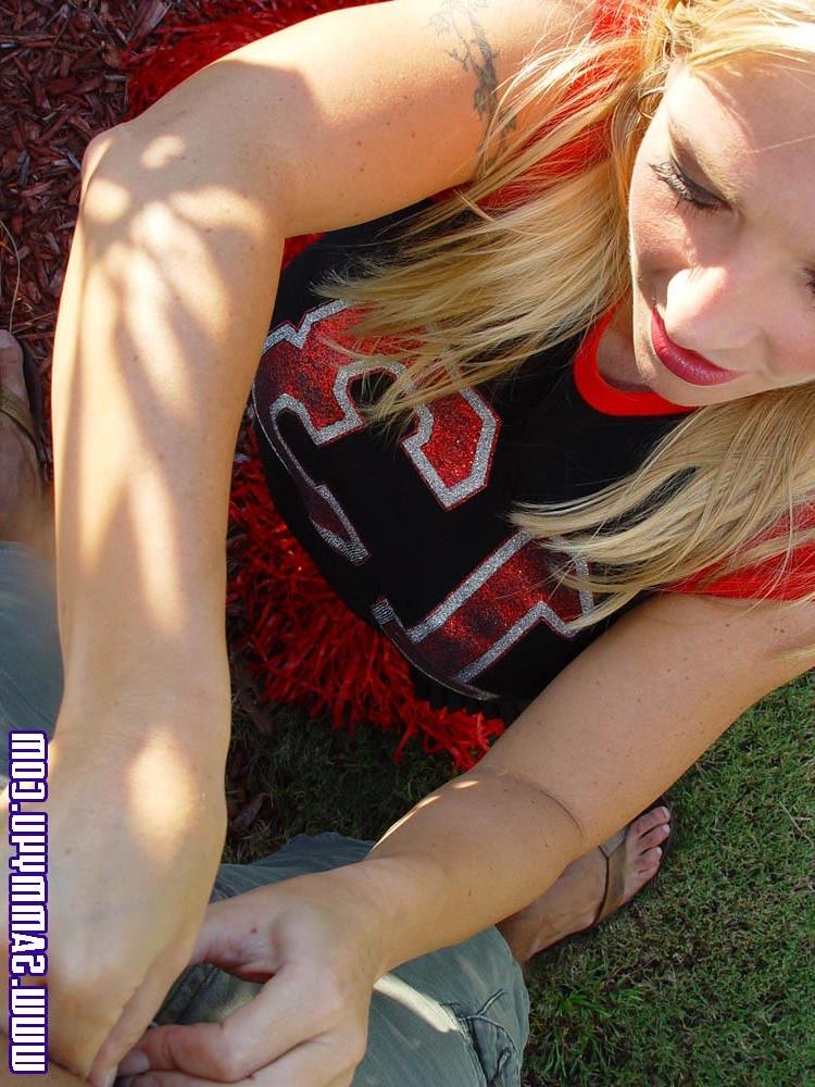 15P Hot wife in cheerleader dressup at home