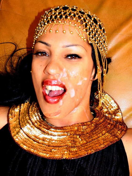 15P Azza opens her mouth wide for a big cock and spreads her tight pussy for a pound