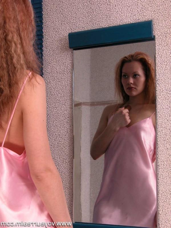 15P Skinny starlet admiring her own little titties