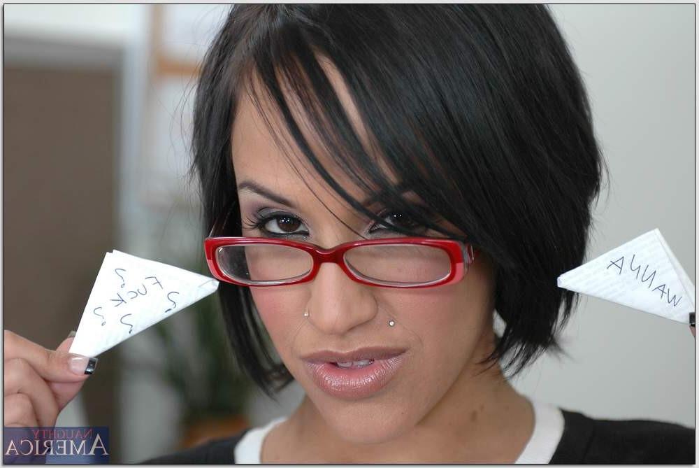 15P Sexy Dark Haired Girl In Glasses Gives Co-Worker A Blowjob