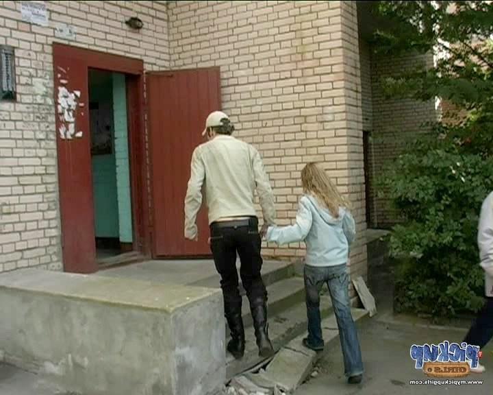 8P Young curly-headed sucks the cock in the nearest entrance