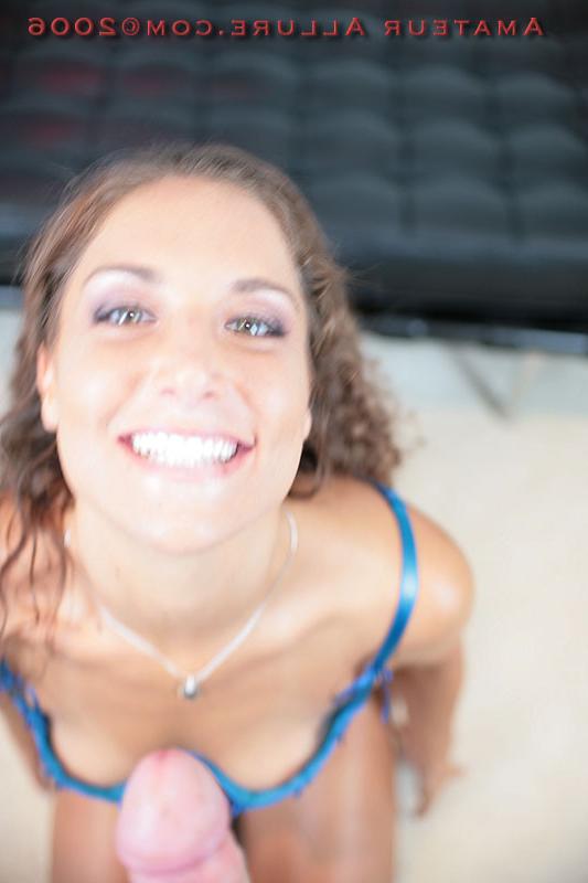 16P Curly amateur hottie sucking on a throbbing dick /