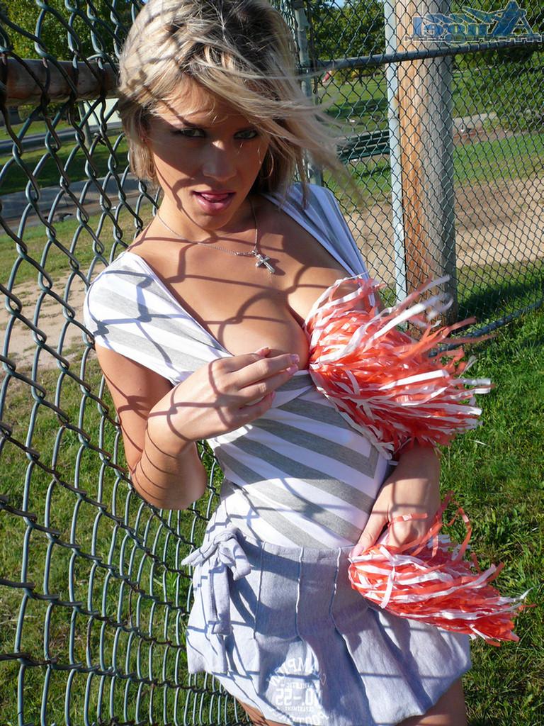 15P Anna outdoors in a miniskirt