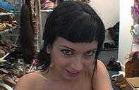 16P dark haired gothic type chick tugs and yanks on this dude crank