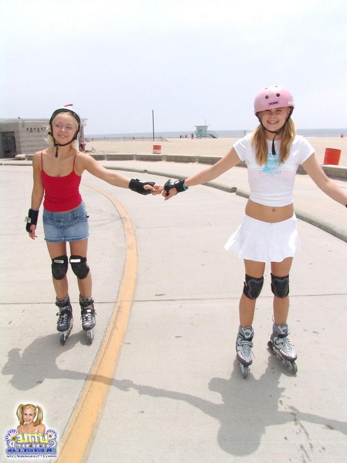 15P Cute rollerblading eighteen year old strips in public bathroom