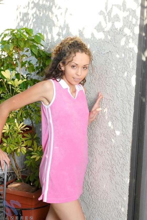 14P Curly haired teenie inching her shirt wants to get naked or us