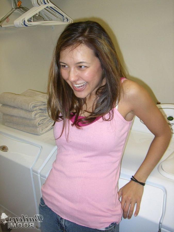 15P Cute Bailey doing the laundry in see thru bra and thong