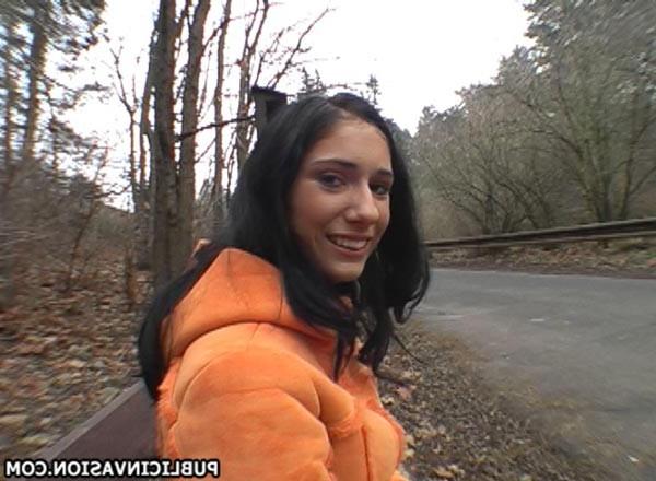 16P She danced salsa on the street-amateur brunette´s public fuck