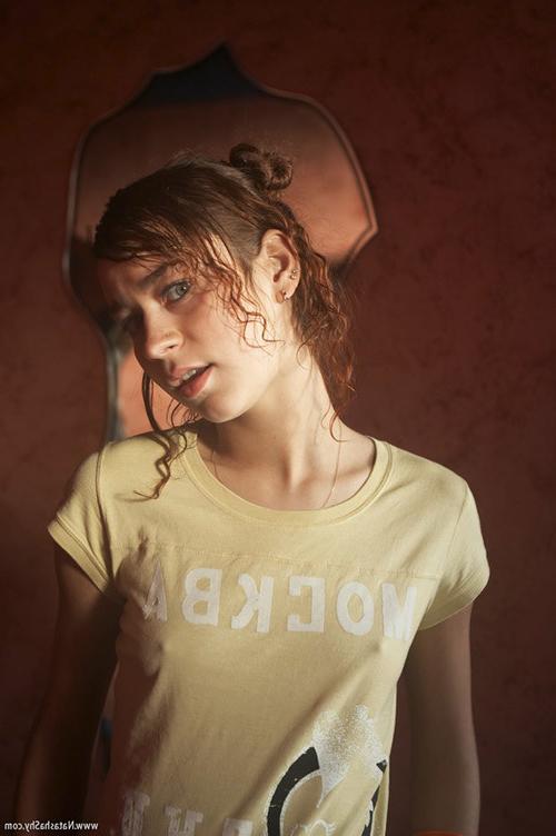 17P Exciting curly redhead teen shows her tiny tits and perfect body