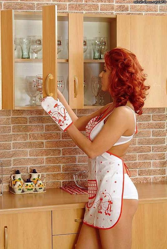 15P Redhead plays with milk